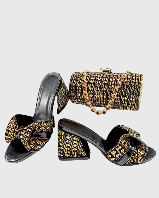 Amari Gold Rhinestone Embellished Slippers