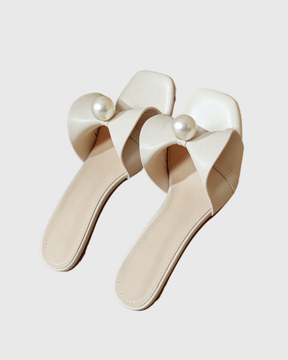 Amari Pearl Geometric Heels In White