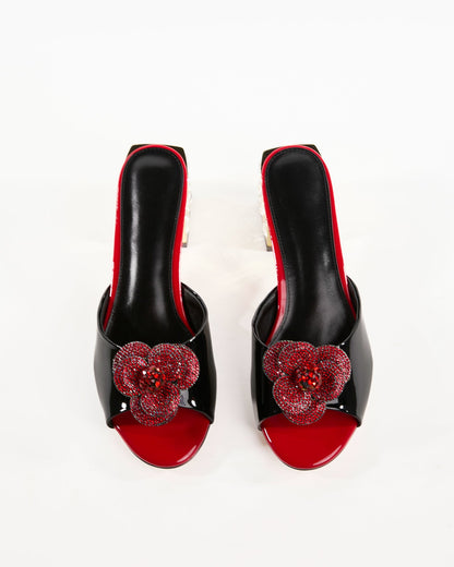 Amari Rhinestore Flower Slippers