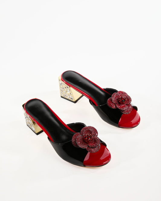 Amari Rhinestore Flower Slippers