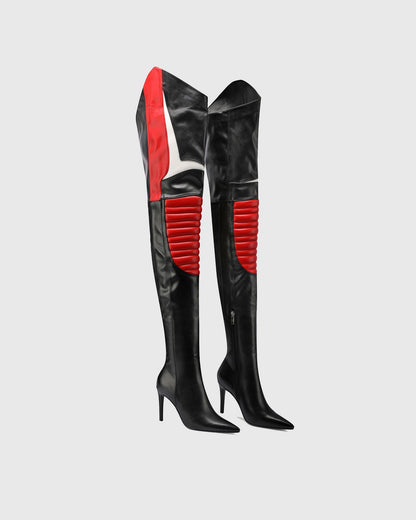 Amedea Splicing Leather Over The Knee Boots