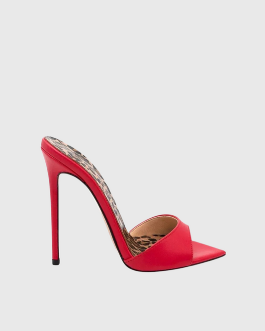 Amira Leopard Print Splicing Slippers In Red