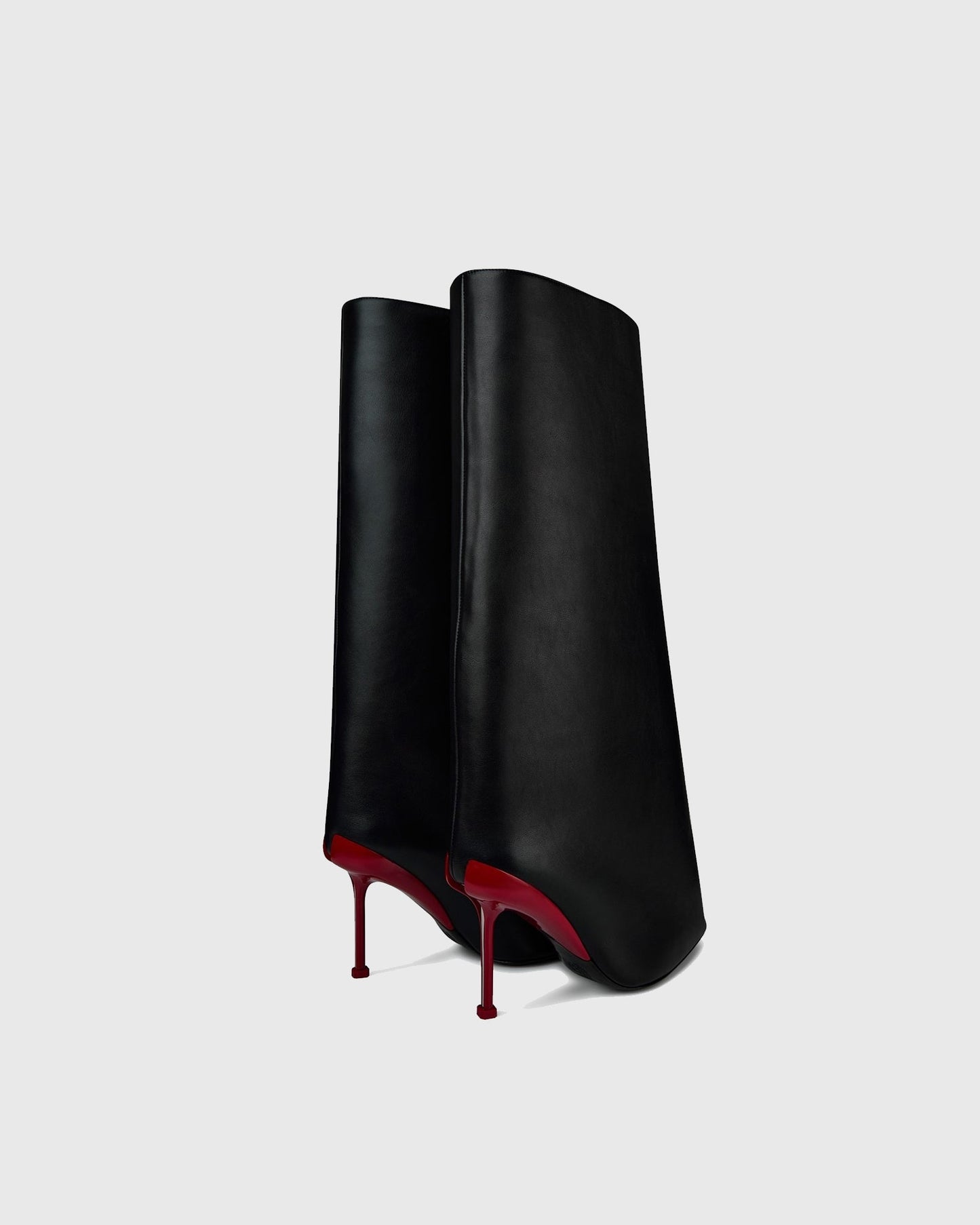 Angiola Slash Flare Knee High Boots In Black