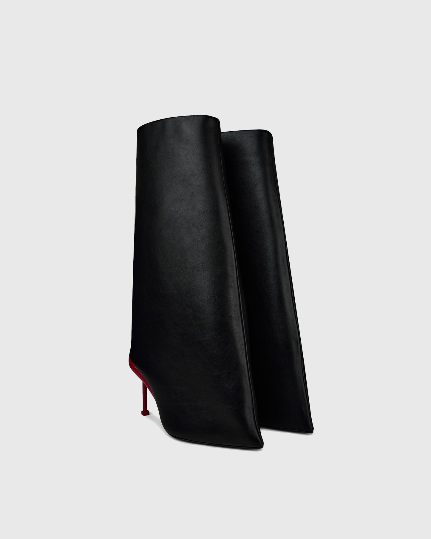 Angiola Slash Flare Knee High Boots In Black