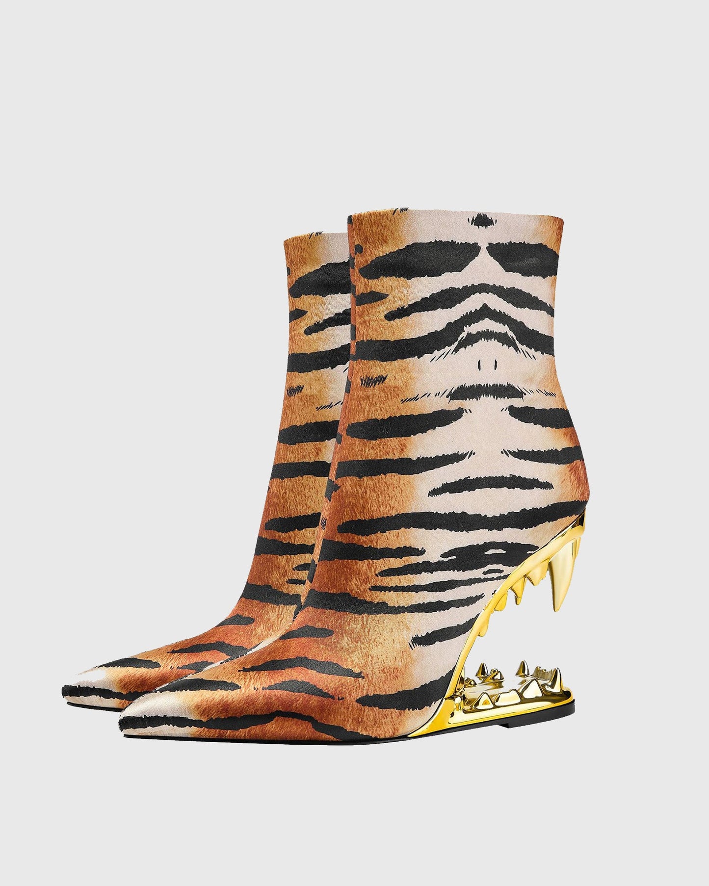 Antonia Tiger Stripe Fangs Mid Calf Boots
