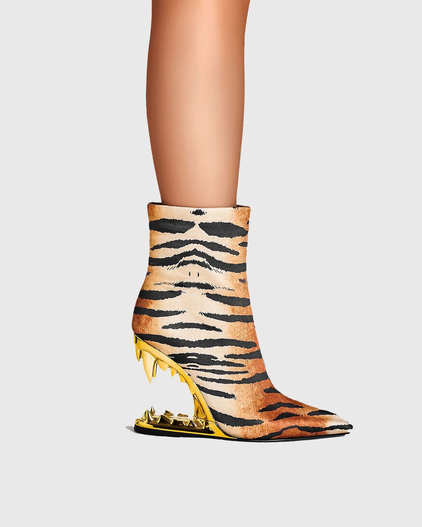 Antonia Tiger Stripe Fangs Mid Calf Boots