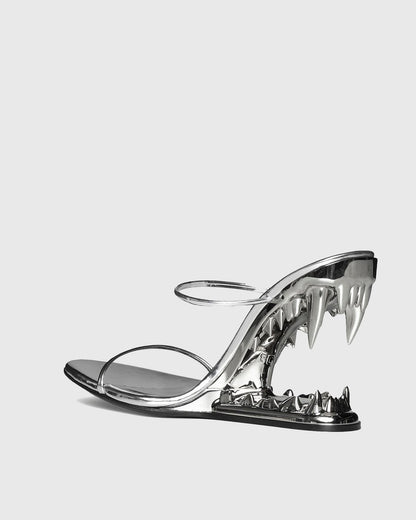 Antonia Wolf Tooth Sandals In Silver