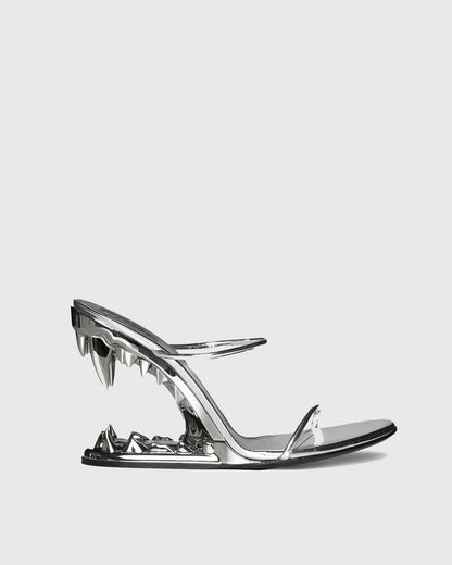 Antonia Wolf Tooth Sandals In Silver
