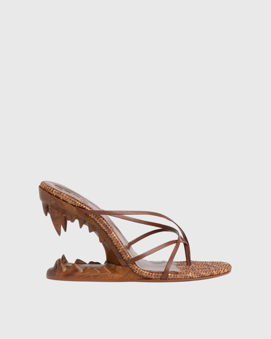 Antonia Woven Wolf Tooth Sandals In Brown