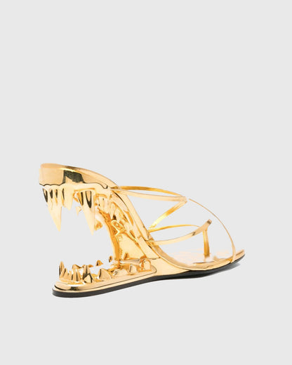 Antonia Wolf Tooth Sandals In Gold