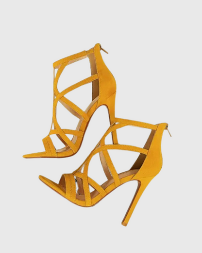 Aradia Strap Gladiator Suede Sandals In Yellow