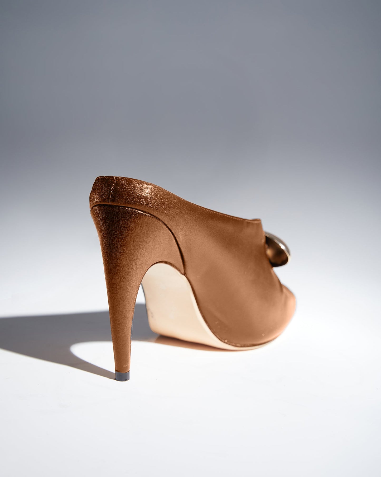 Aria Hardware Leather Mules In Brown