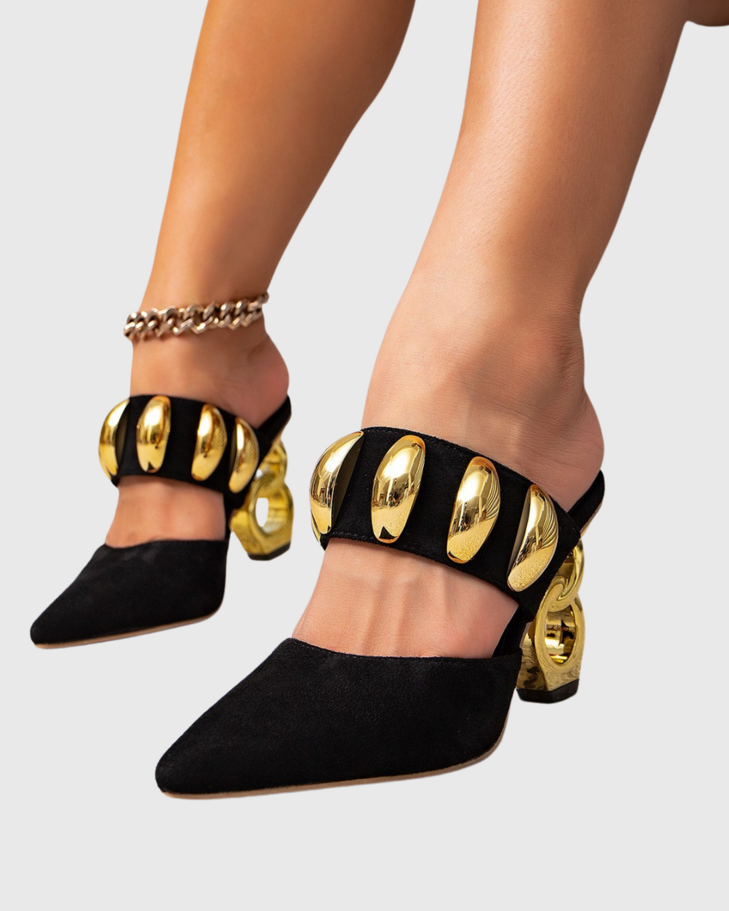 Aria Hardware Strap Chain Mules