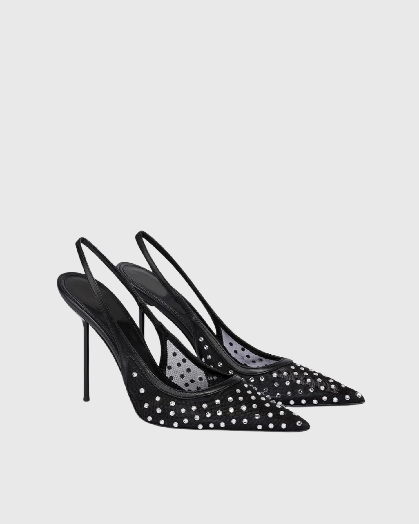 Arlene Rhinestone Slingback Mesh Pumps In Black