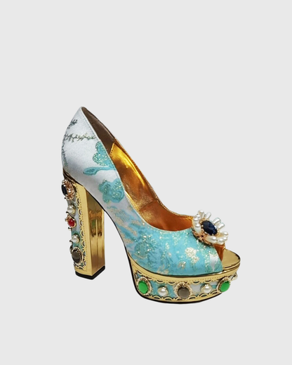 Armida Vintage Embellished Platform Heels