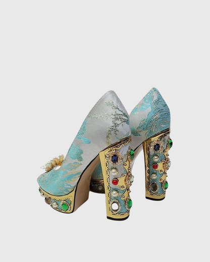 Armida Vintage Embellished Platform Heels
