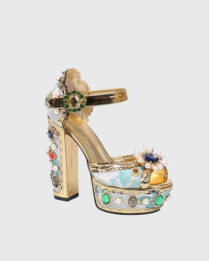 Armida Vintage Embellished Platform Sandals
