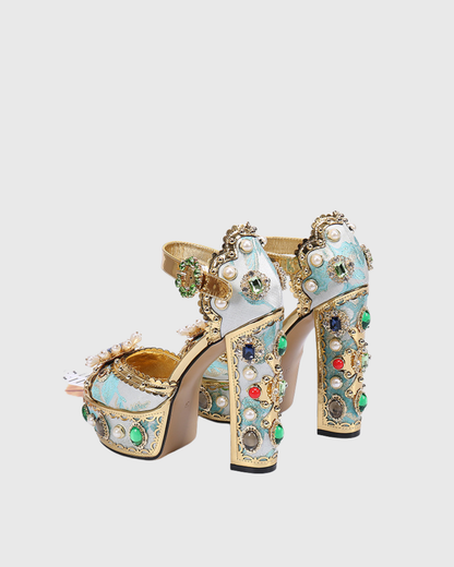 Armida Vintage Embellished Platform Sandals