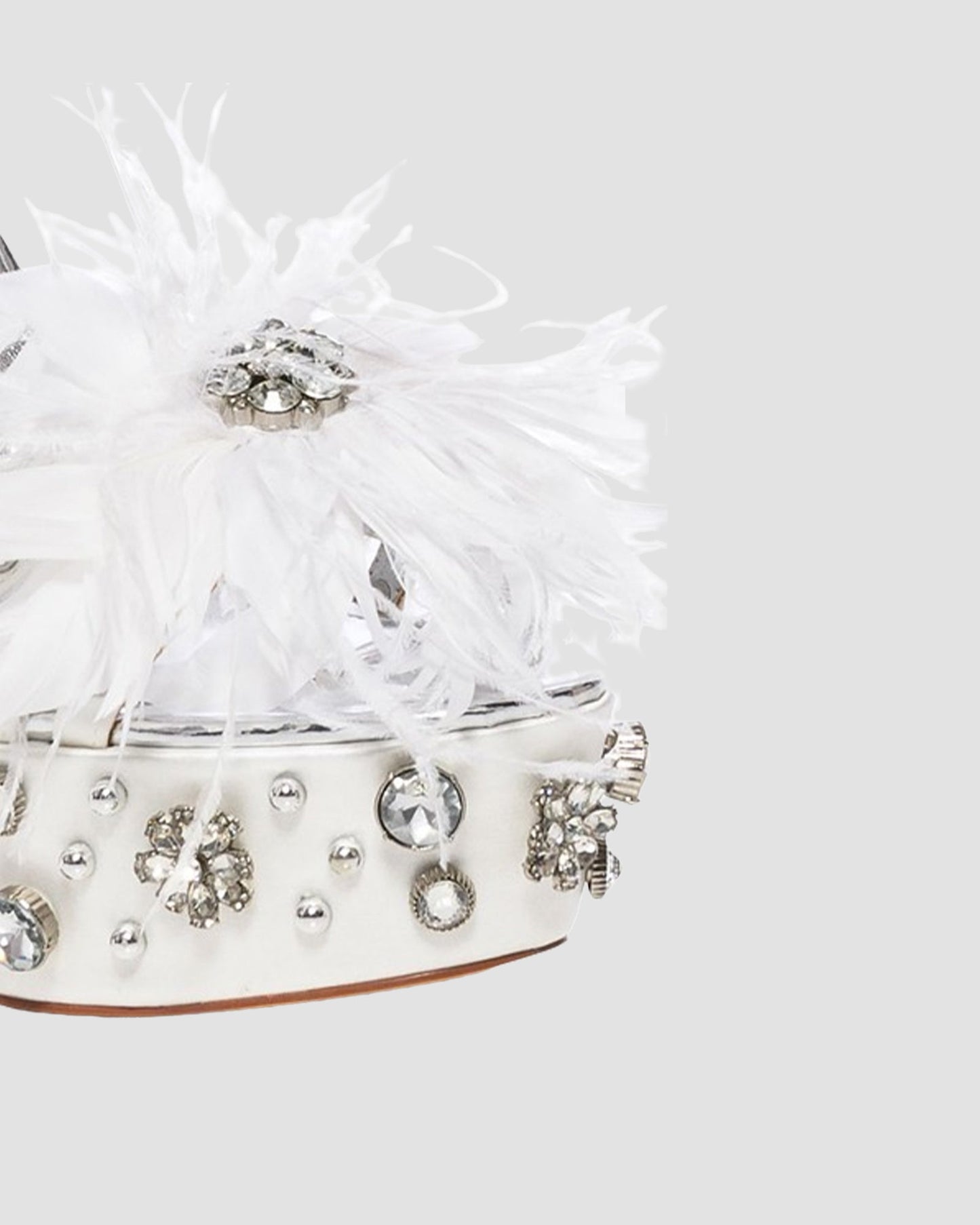 Armida Feather Strap Platform Sandals In White