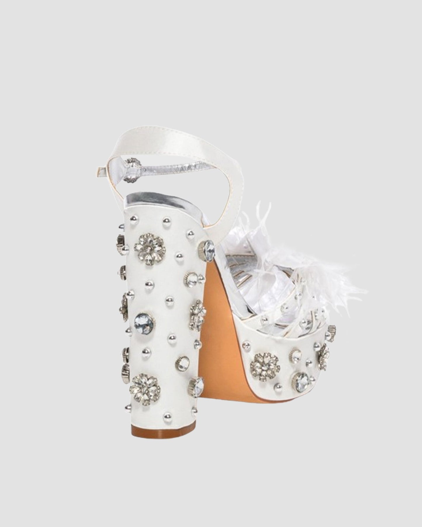 Armida Feather Strap Platform Sandals In White