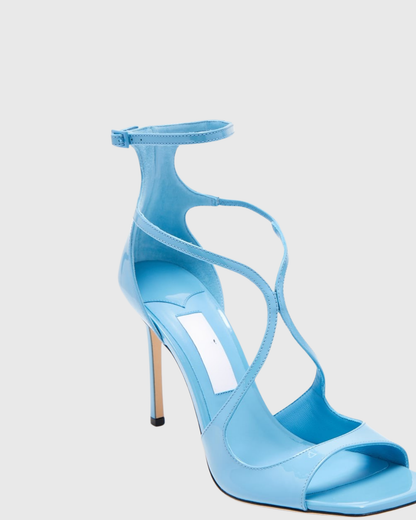 Aryana Patent Leather Strap Sandals In Sky