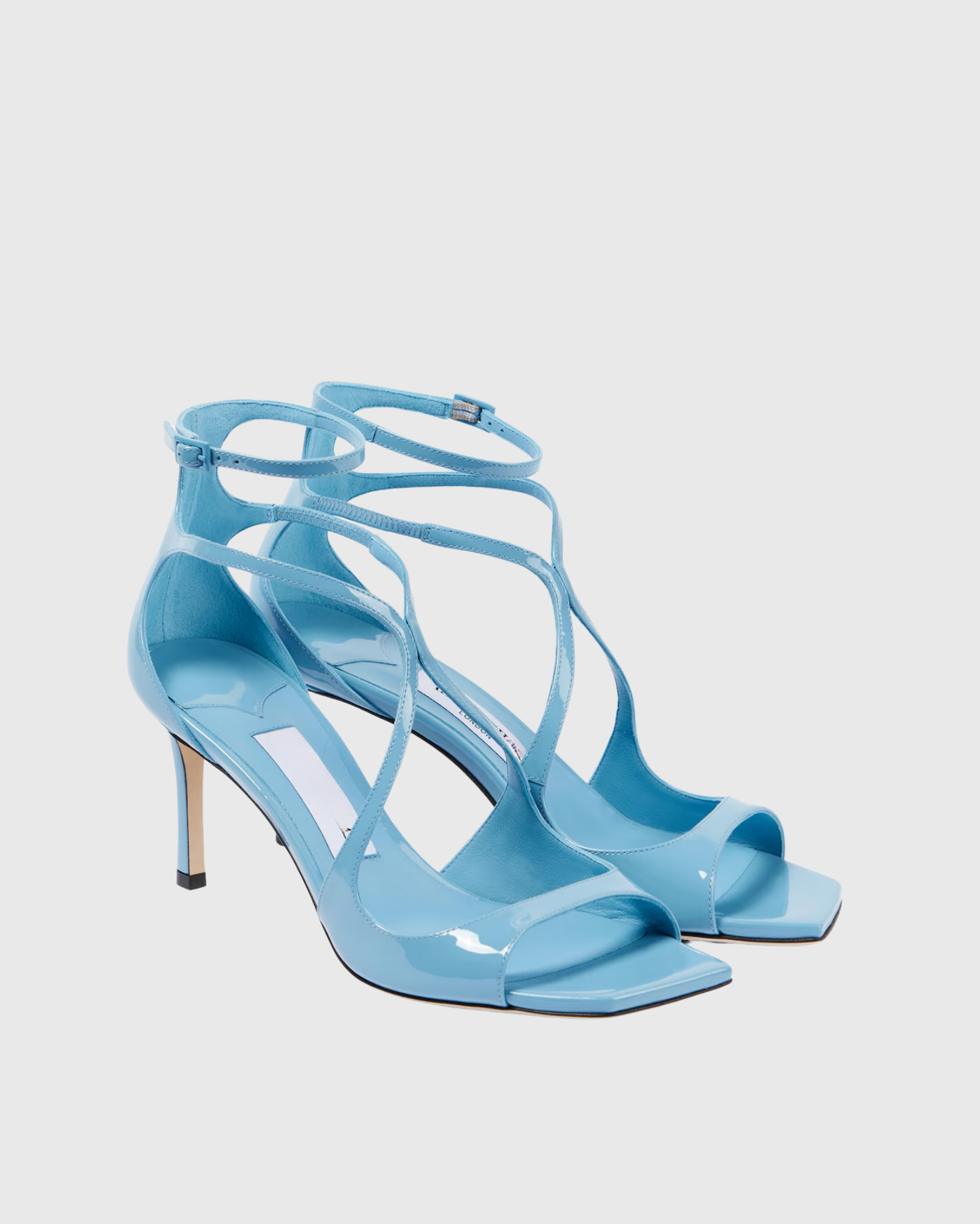 Aryana Patent Leather Strap Sandals In Sky