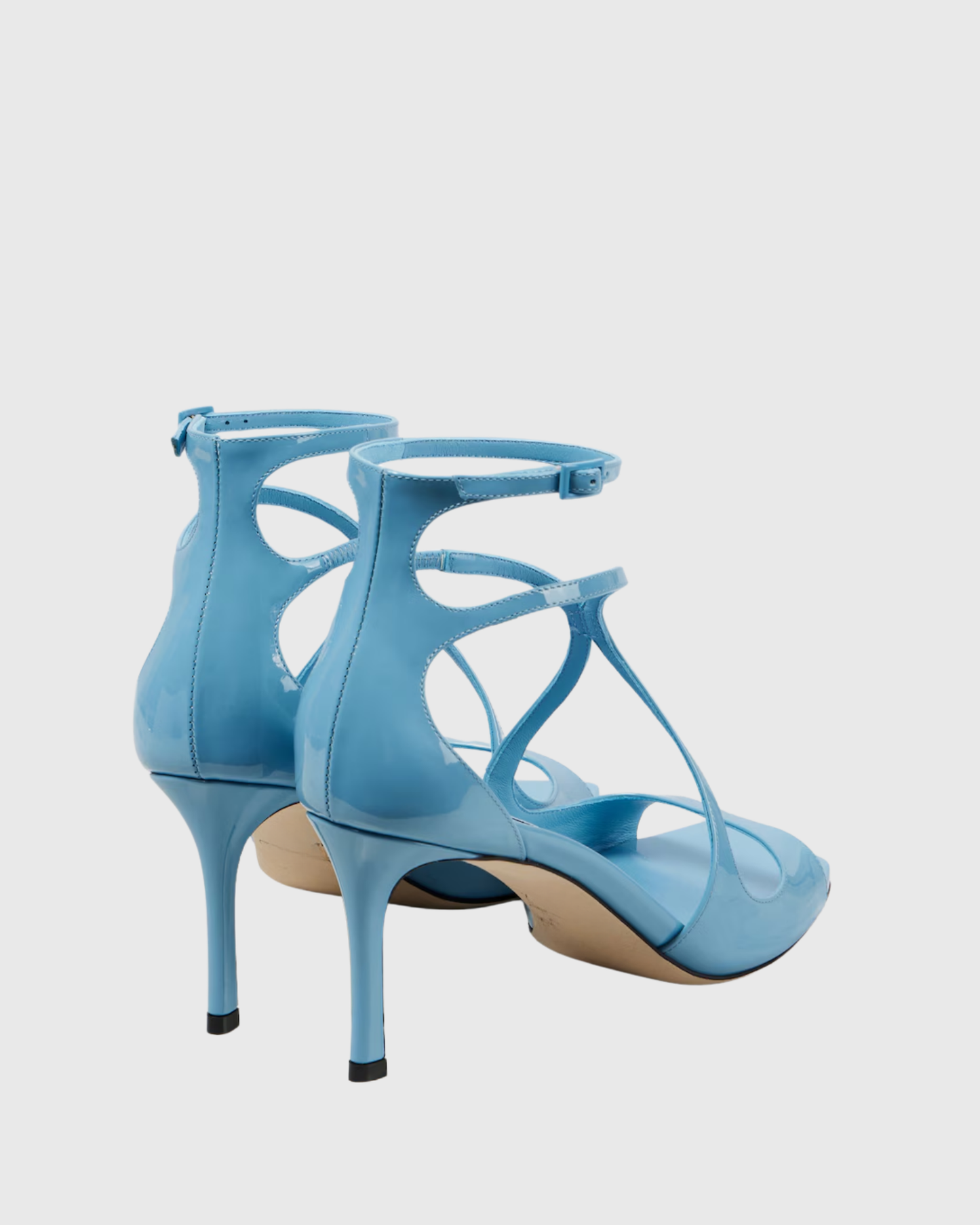 Aryana Patent Leather Strap Sandals In Sky