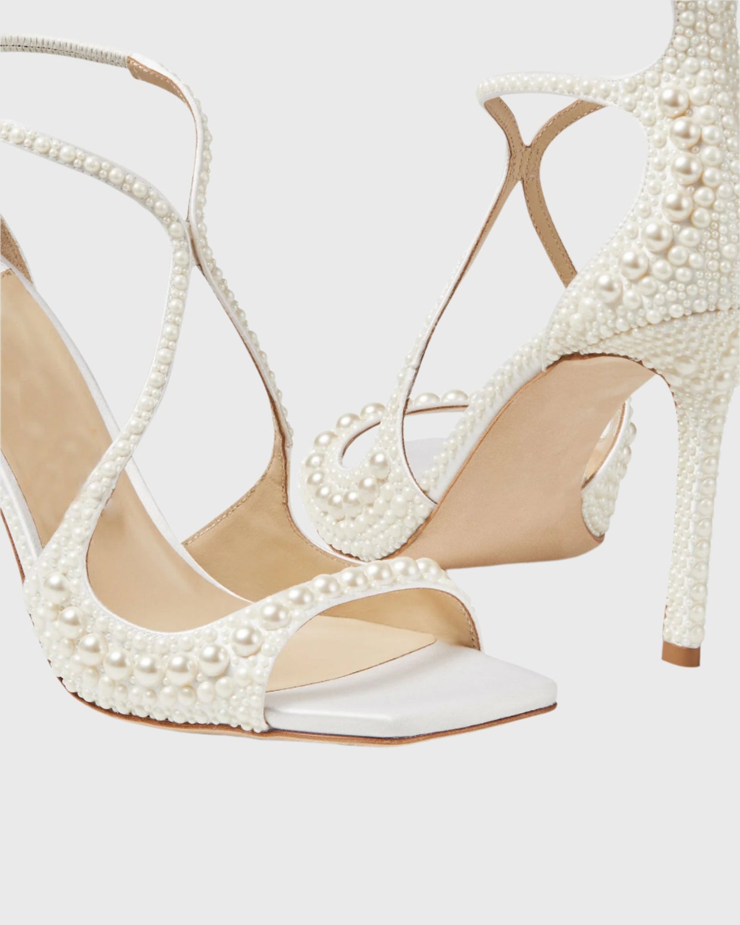 Aryana Pearl Strap Sandals In White