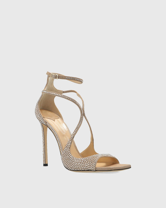 Aryana Rhinestone Strap Sandals In Gold