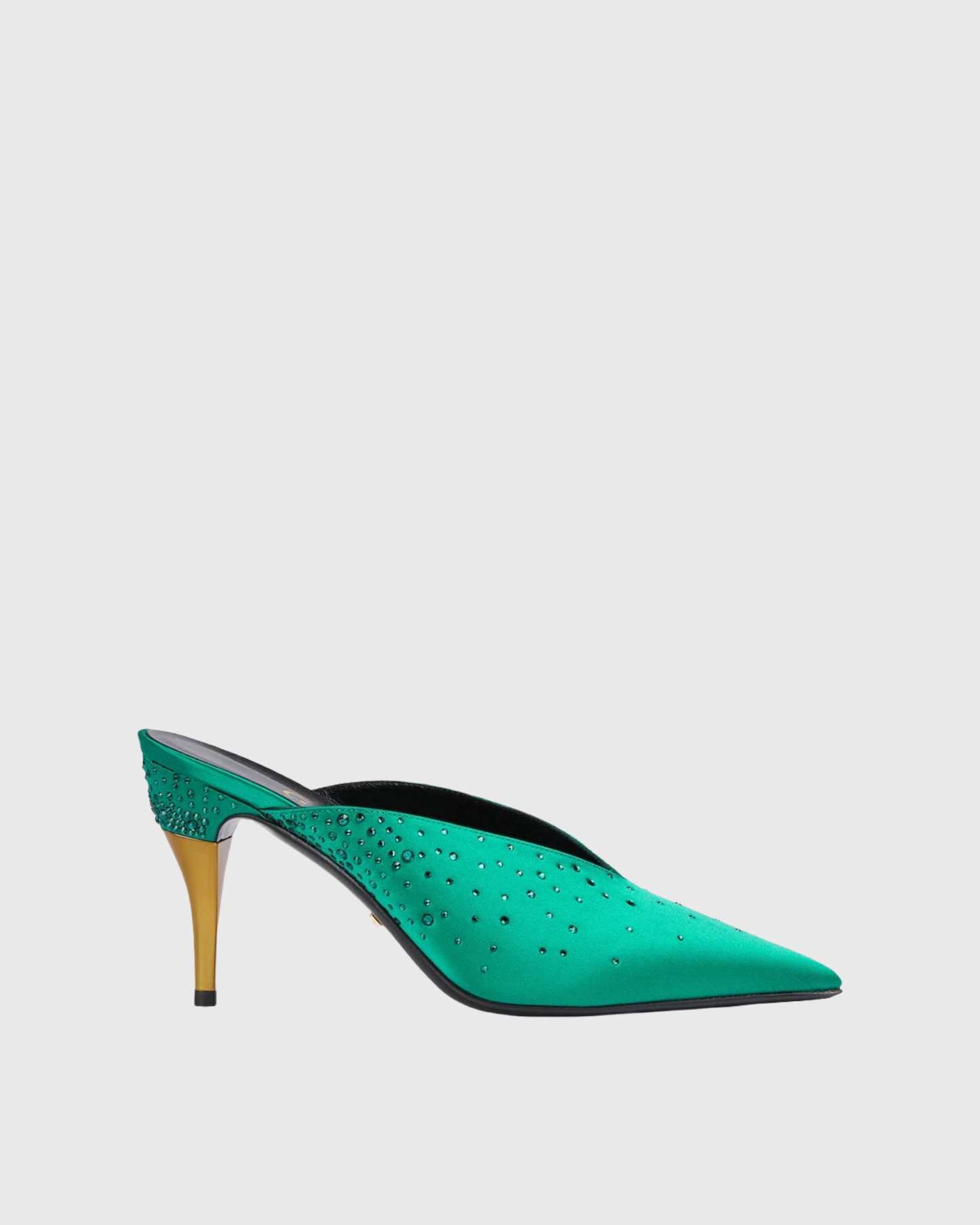 Asher Rhinestone Satin Mules In Green