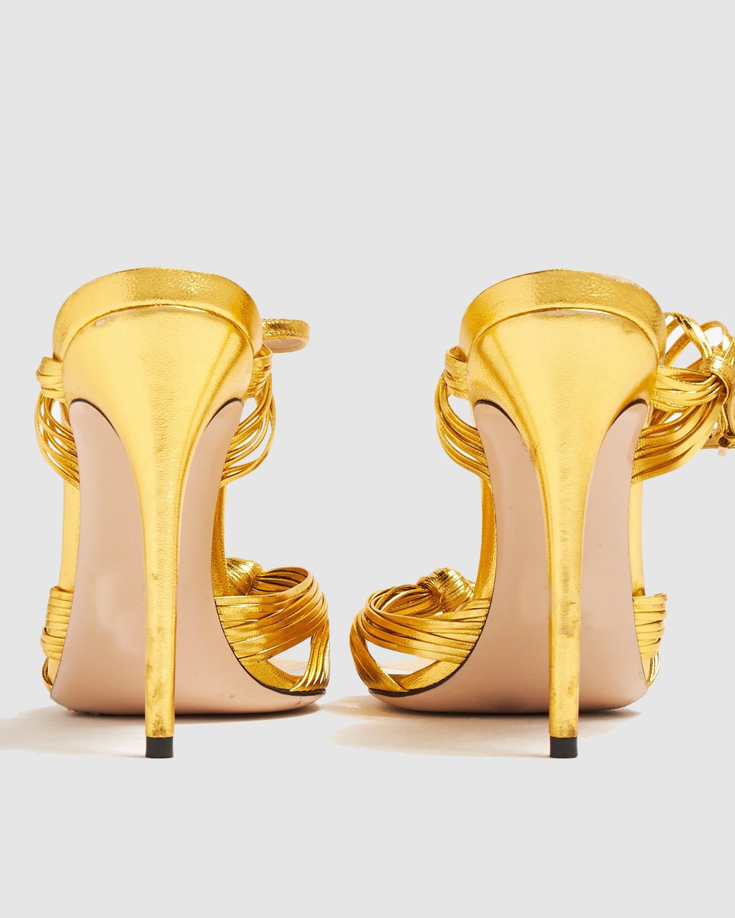 Asia Woven Leather Sandals In Gold