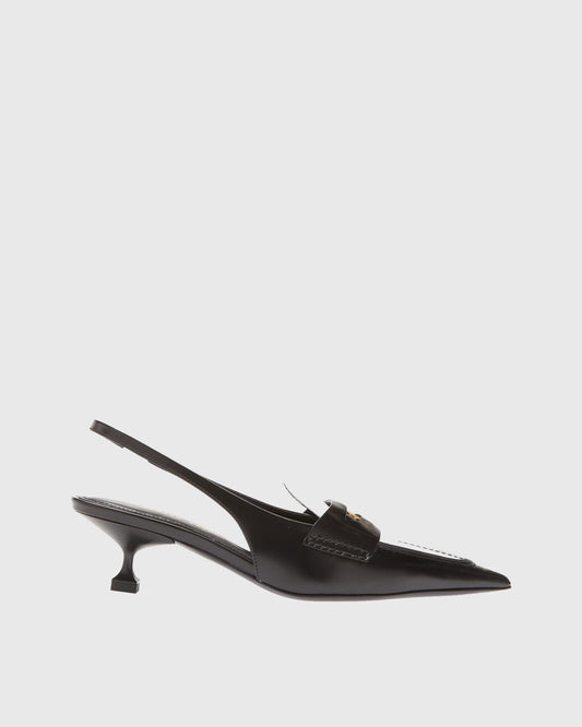 Atena Coins Leather Slingback Kitten Heels