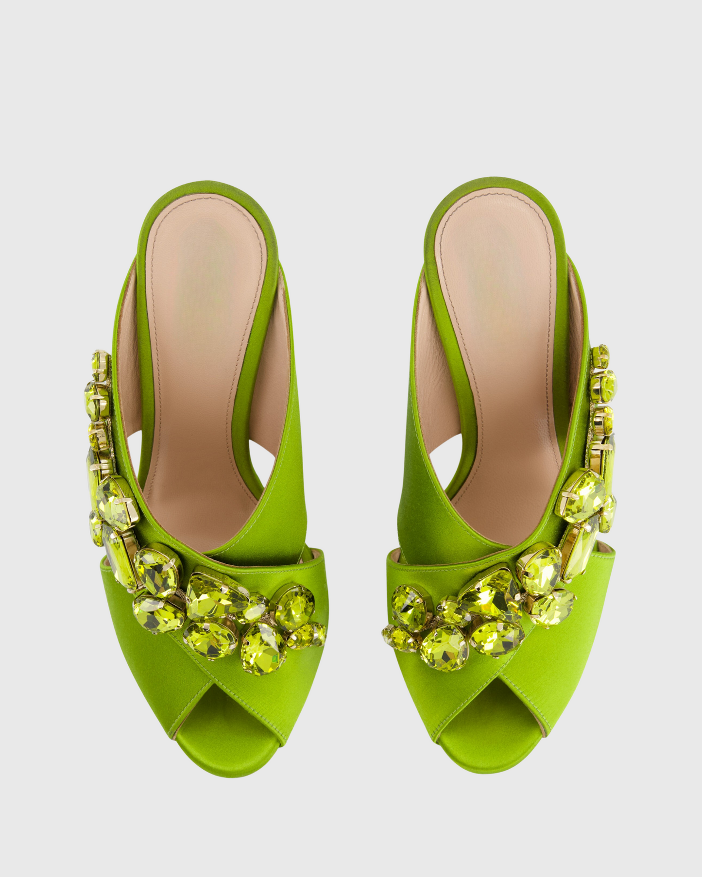 Ayden Diamond Satin Slippers In Olive