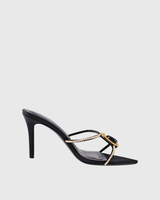 Baard Rhinestone Strap Slippers