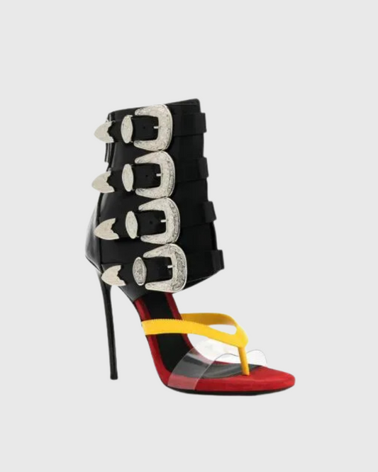 Baba Buckle Deconstruct Thong Sandals In Black