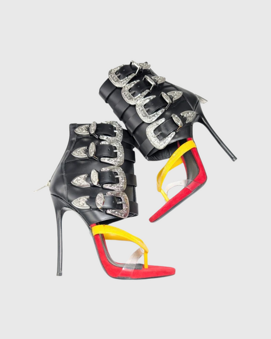 Baba Buckle Deconstruct Thong Sandals In Black