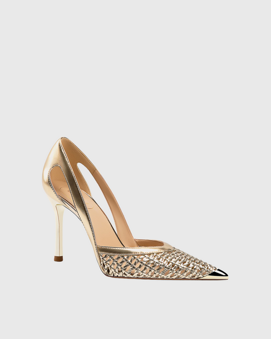 Balla Woven Cutout Pumps In Gold