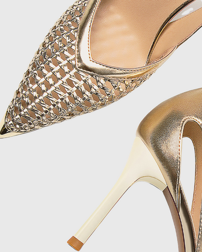 Balla Woven Cutout Pumps In Gold