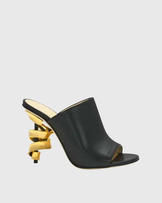 Balor Metal Spiral Mules In Black