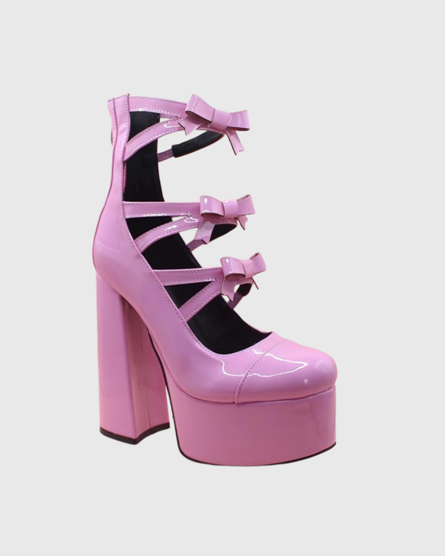 Barbara Bow Cutout Platform Pumps In Pink