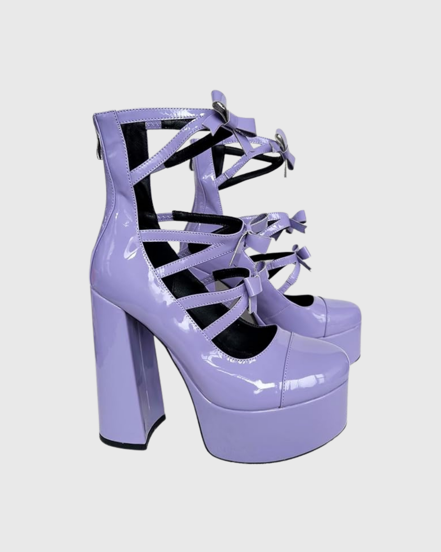 Barbara Bow Cutout Platform Pumps In Purple