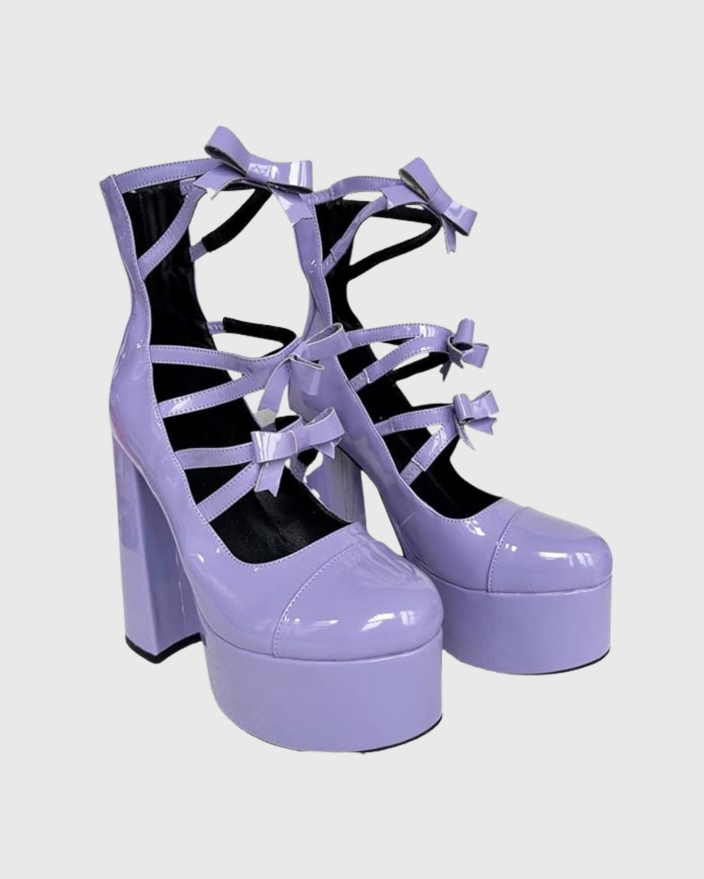 Barbara Bow Cutout Platform Pumps In Purple