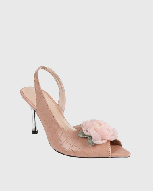 Baylee Flower Texture Slingback Pumps