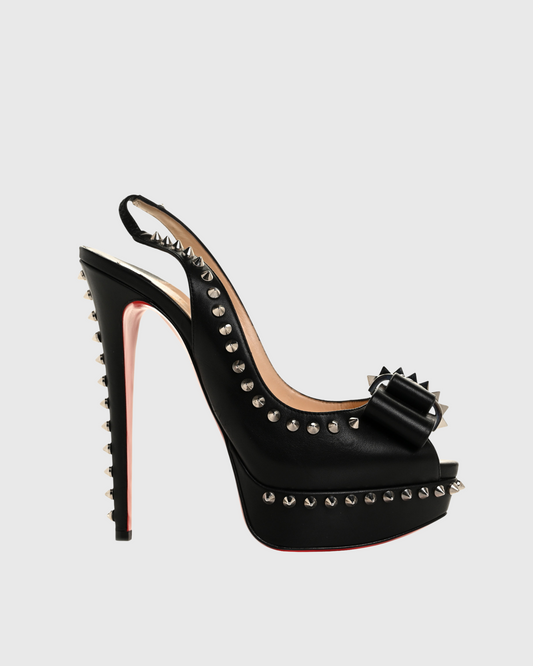 Bea Bow Rivet Slingback Platform Pumps In Black
