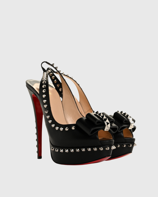 Bea Bow Rivet Slingback Platform Pumps In Black