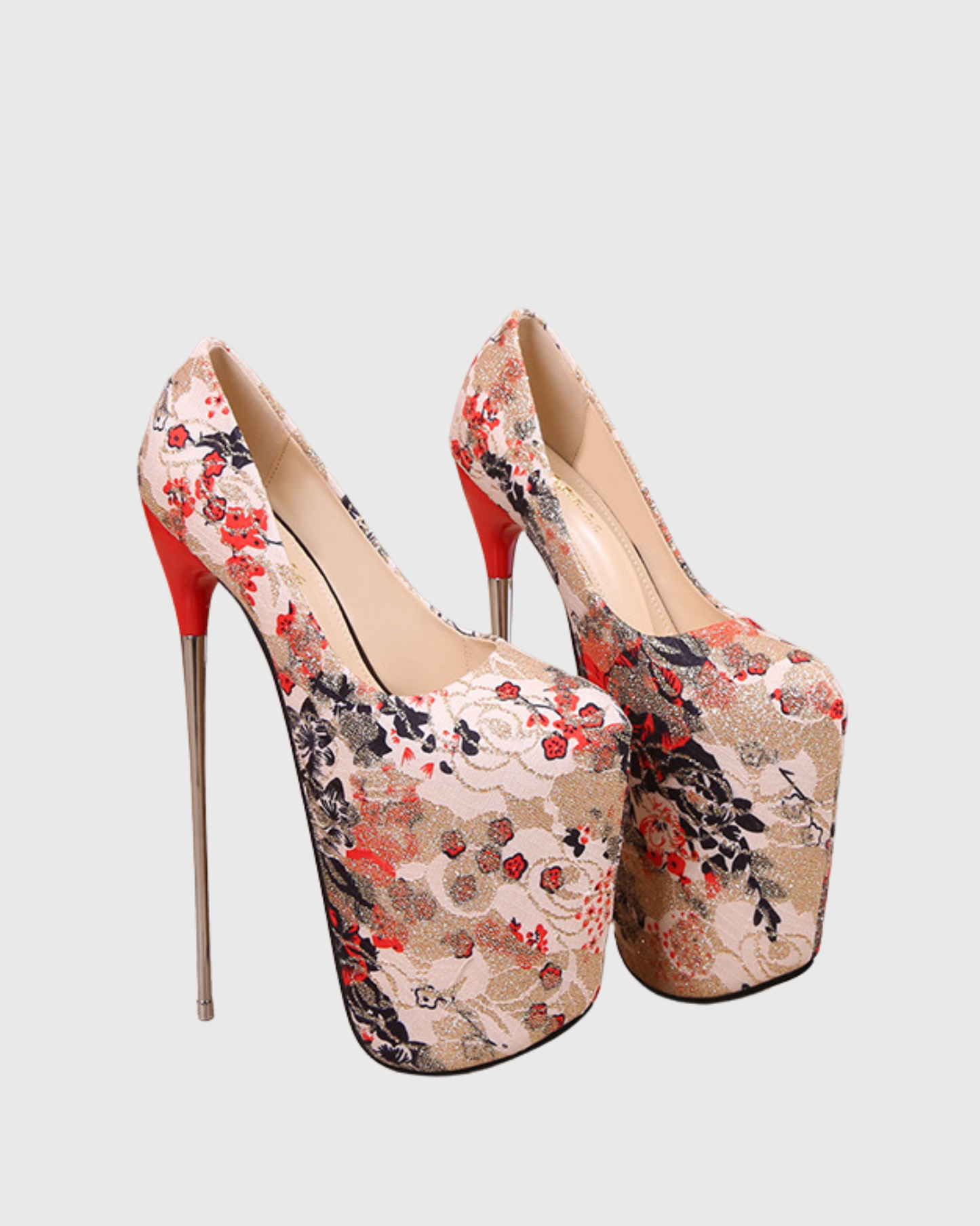 Bea Oriental Floral Platform Pumps