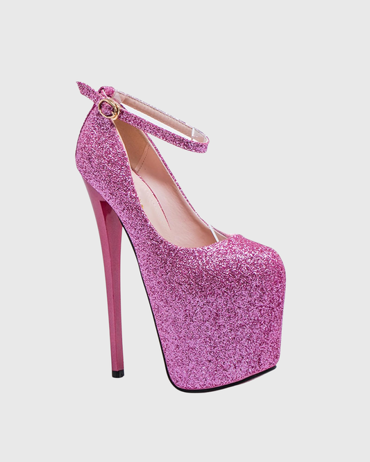 Bea Sparkle Strap Platform Pumps In Pink