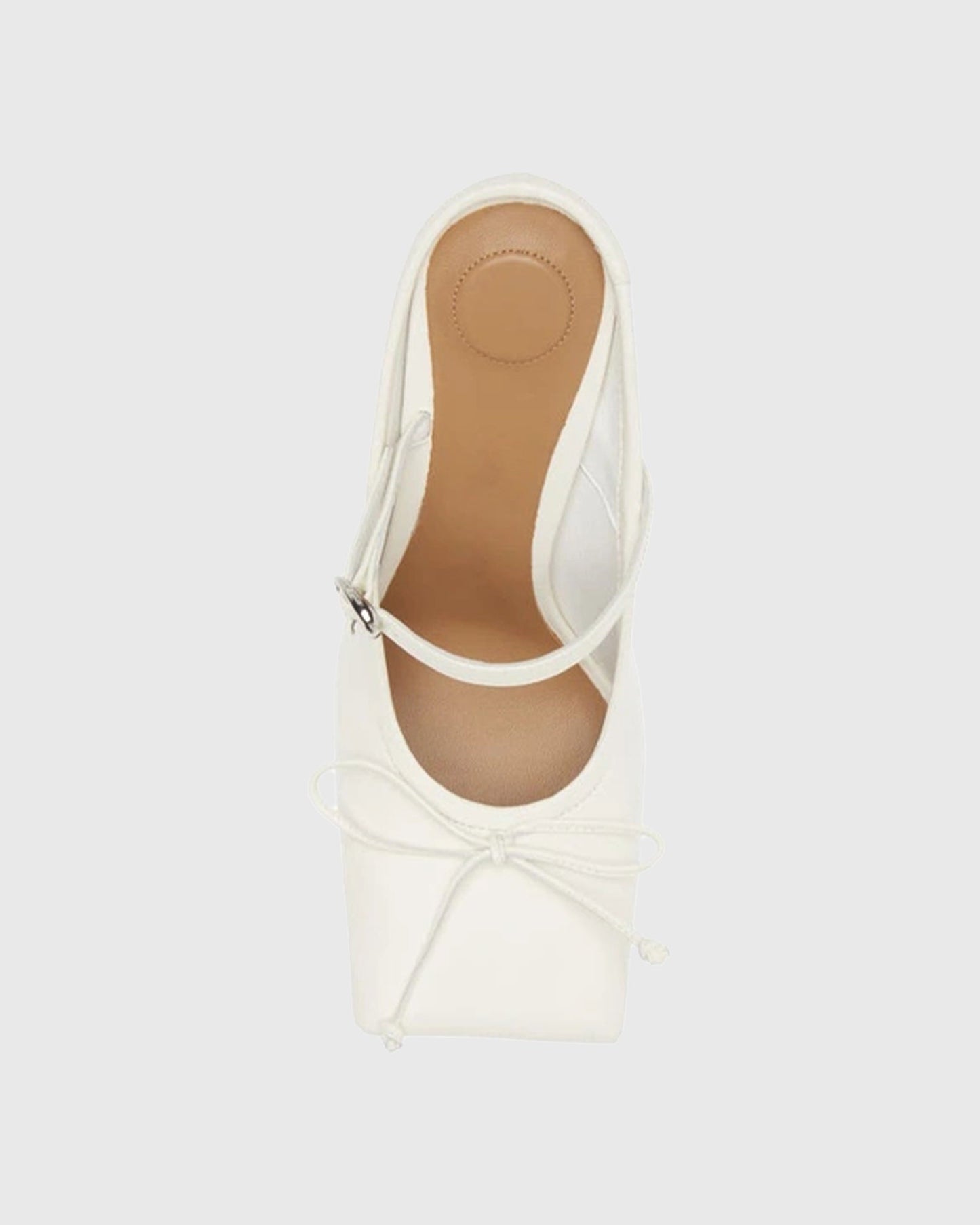Beatrice Bow Embellished Leather Mules In White