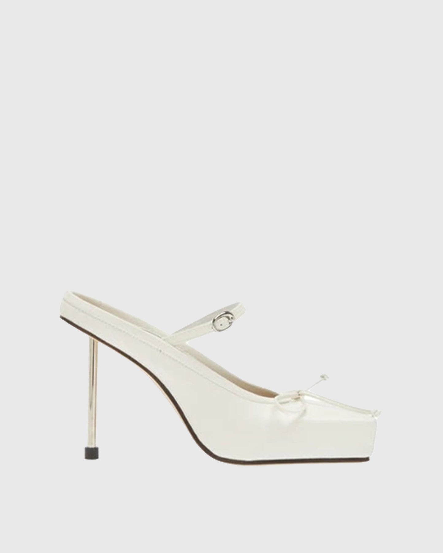 Beatrice Bow Embellished Leather Mules In White