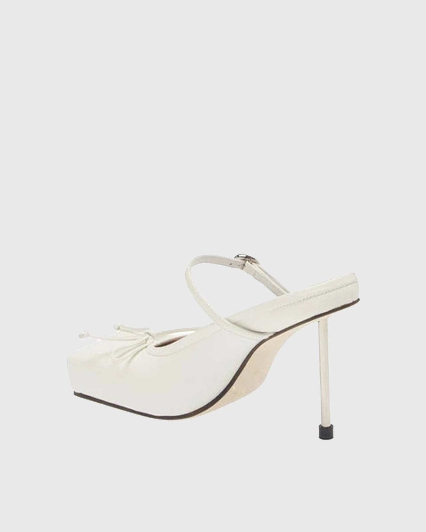 Beatrice Bow Embellished Leather Mules In White